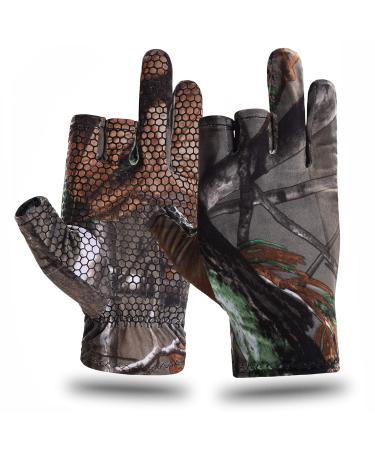 EAmber Camouflage Hunting Gloves Fingerless Gloves Pro Anti-Slip Sun Protection Lightweight Fishing Archery Accessories Hunting Outdoors Medium