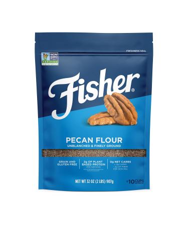 Fisher Pecan Flour, 32 Ounces, Naturally Gluten Free, No Preservatives, Non-GMO, Keto, Paleo, Vegan Friendly, Unblanched, Finely Ground