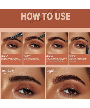 Hellokiss Liquid Eyebrow Pen Curved Brow Pen Trailott Eyebrow Pen 3D Microblading Eyebrow Pencil Upgraded Waterproof with 4-Fork-Tip Precise Brush-Tip 2-in-1 Microblading Eyebrow Pencil (01#) - Buy Online on GoSupps.com