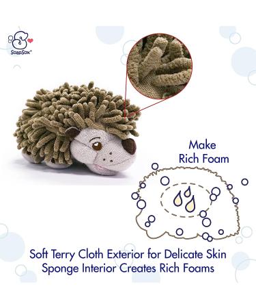 SoapSox Kids Exfoliating Bath Scrub Toy - Hendrix The Hedgehog | Soft Animal Wash Cloth Sponge for Babies, Kids, Children - Buy Online on GoSupps.com