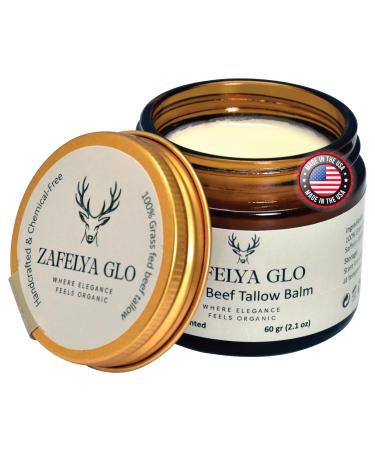 Grass-Fed Beef Tallow Balm with Raw Honey - US Handmade Tallow Moisturizing Balm for All Type of Skin & Body - Organic Beef Tallow moisturizer (2.1 oz Unscented) Unscented 2.1 Fl Oz (Pack of 1)