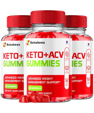 (3 Pack) Ketobeez ACV Gummies Ketobeez Keto+ ACV Gummies Apple Cider Vinegar 1000MG Vitamin Supplement Keto Beez Gummies Advanced Formula Ketosis Support Folate Vitamin B12 Beet Root (180 Gummies)