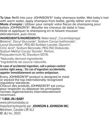 Johnson's Baby Shampoo Carton Refill Glycerin Baby Shampoo Gentle For Delicate Hair & Scalp Hypoallergenic Paraben Free 1L - Buy Online on GoSupps.com