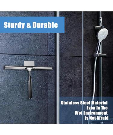 Shower Squeegee Bathroom Window Glass Squeegee All-Purpose Silicone Blade Window Glass Wiper Tools Raclette Douche for Doors Window Car Mirror Glass Ceramic Wall with Hook(10 inch Silver) - Buy Online on GoSupps.com