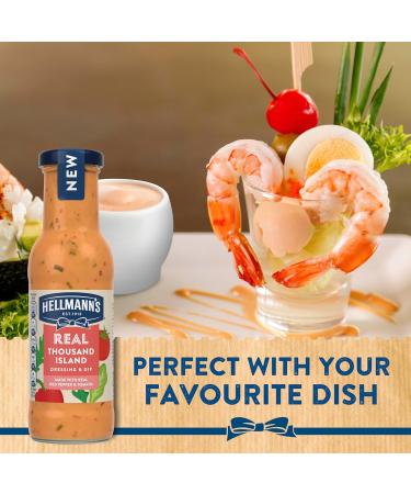 Hellmann's Real Thousand Island Salad Dressing & Dip vegetarian condiment free from artificial colours and flavours for salads sandwiches salmon and prawn cocktails 6x 250 ml - Buy Online on GoSupps.com