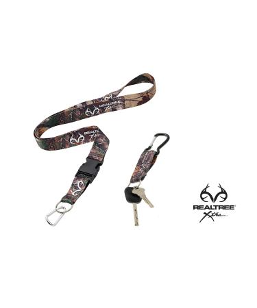 Realtree Xtra Camo Neck Lanyard and Keychain Combo With Clip-on Carabiner Keyring