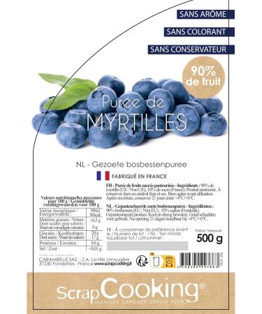 ScrapCooking - Pur e de Myrtilles 500 g - Pur e de Fruit pour P tisserie - Macarons Mousses Gel es G teaux Ganaches Nappages Coulis Glaces Cocktails - Fabriqu e en France - 4766 - Buy Online on GoSupps.com