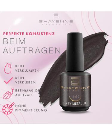 SHAYENNE Made in Germany Shellac Gel Nail Polish 15 ml for UV LED Lamp | 160 Grey | Gel Nail Polish for UV Nail Lamp | LED Nail Polish Gel Polish Nail Gel - Buy Online on GoSupps.com