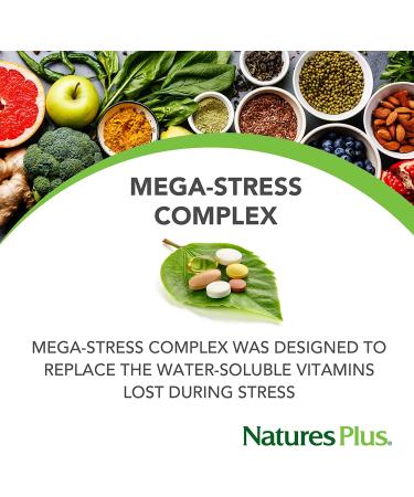 Nature's Plus Mega-Stress Complex 90 Tablets - Stress Relief Formula - Buy Online on GoSupps.com