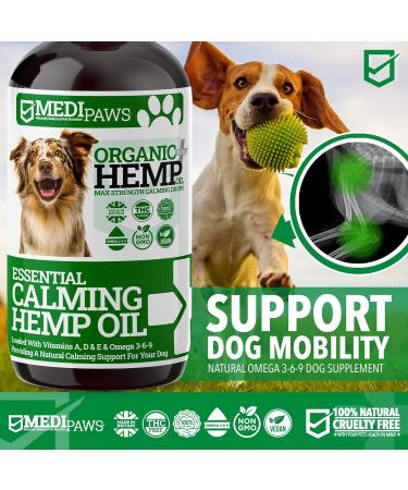 MediPaws Dog Calming Hemp Oil Supplement | Supports Healthy Joints | Omega 3 6 9 | Reduces Dog Barking | 50ml - Buy Online on GoSupps.com
