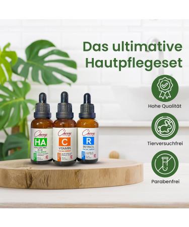 Skincare Set with Vitamin C Serum Retinol Serum and Hyaluronic Acid Serum. Face Serum Trio with Anti-Ageing / Anti-Wrinkles Instant Effect Against Pigment Spots Pimples and Age Spots - Buy Online on GoSupps.com