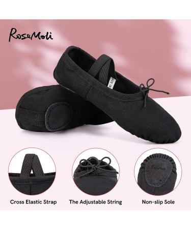 RoseMoli Canvas Ballet Slippers for Kids - Black, Split Sole Dance Shoes - Buy Online on GoSupps.com