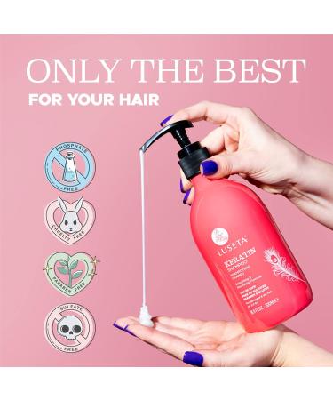 Luseta Keratin Shampoo for Dry Damaged Hair Smoothing & Nourishing Formula for Color Treated Hair | 16.9 Oz - Shop Now - Buy Online on GoSupps.com