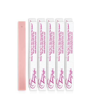 Tammy Taylor Peel 'N' Stick Finger Nail Files | Long-Lasting & Disposable Zebra 100 Grit Files with Emery Board | Replaceable, Travel-Friendly Size | Professional Acrylic Files | 10 Pack 10 Count (Pack of 1) Pink