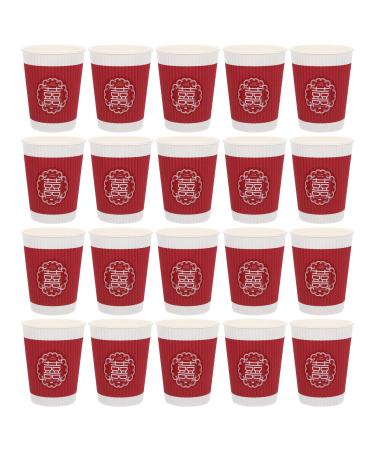 20Pcs Chinese Wedding Paper Cups Disposable Wedding Paper Mug Red Portable Teacup for Juices Water Coffee Tea Wedding Supplies