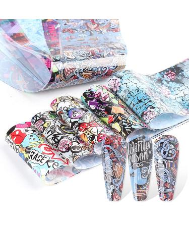 Graffiti Nail Art Foil Stickers - Holographic Transfer Decals for Women & Girls - Buy Online on GoSupps.com