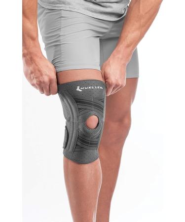 Mueller Comfort Plus Hinged Knee Brace - Gray Medium/Large - Side Stabilizers - Buy Online on GoSupps.com