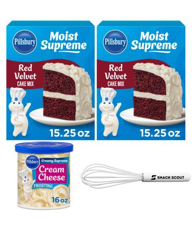 Pillsbury American Cake Mix Red Velvet 2 Pack With Cream Cheese Frosting | Bundle With Snack Scout Whisk