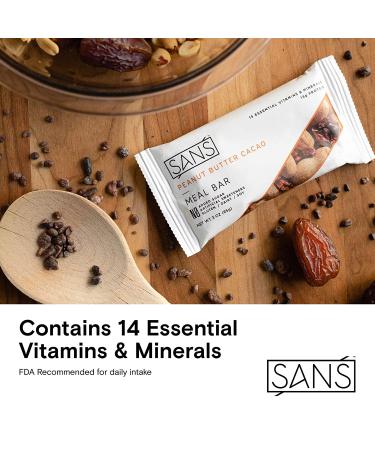 SANS Variety Meal Replacement Protein Bar | All-Natural, No Added Sugar | Dairy-Free, Soy-Free, Gluten-Free | 16 Vitamins & Minerals | (12 Pack) 3 oz Bars - Buy Online on GoSupps.com