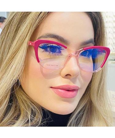 Buy SERONI TR90 Cat Eye Blue Light Blocking Glasses - Stylish Orange-Blue Anti UV Glasses for Men & Women | 56mm Reading & Computer Glasses - Buy Online on GoSupps.com