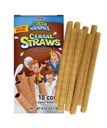Kellogg's Cocoa Krispies Cereal Straws: 18 Count - Edible Breakfast Straw Alternatives for Milk | Nostalgic Chocolate Cereals for Kids - Buy Online on GoSupps.com