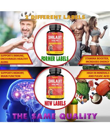 Shilajit Extract Capsules 6550mg + Ashwagandha, Ginseng, Saw Palmetto, Maca, Tribulus, Chaga, Pepper | 5 Month Supply | Immune & Brain Boost - Buy Online on GoSupps.com