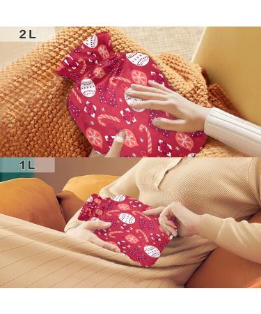 Christmas Ball Candy Snowflake Hot Water Bottle - 2L Fleece Cover for Hot & Cold Compress | International Shipping - Buy Online on GoSupps.com