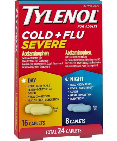 Tylenol Cold + Flu Severe Day & Night Caplets - 24 Count - Buy Online on GoSupps.com