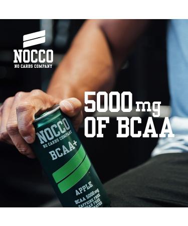 Nocco BCAA Energy Drink - Sugar-Free Vegan Energy - Caffeinated Amino Acid Drink - Apple Flavor - 24 x 330ml - Buy Online on GoSupps.com