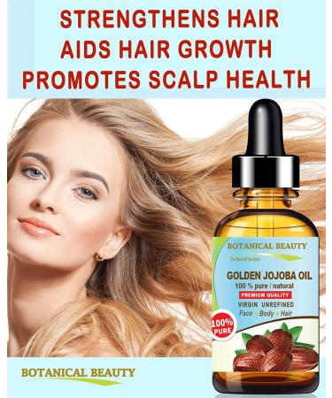 Botanical Beauty Golden Jojoba Oil 100% Pure - Nourish Face Hair Skin & Body - 1 Fl. oz (30 ml) - International Shipping Available - Buy Online on GoSupps.com