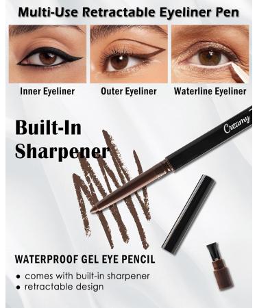 Black Eye Liner Pencils for Older Women Long Lasting Waterproof Smudge-Proof Gel Eyeliner Pencil Matte Cream Retractable Smooth Eyeliner Waterline Built in Sharpener Eye Liner Makeup Stick for Women 01# Black - Buy Online on GoSupps.com