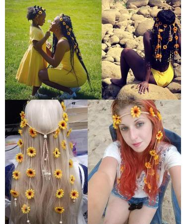 Bohemia Flower Headband - Adjustable Sunflower Hair Wreath for Festivals and Bridal Wear - Buy Online on GoSupps.com
