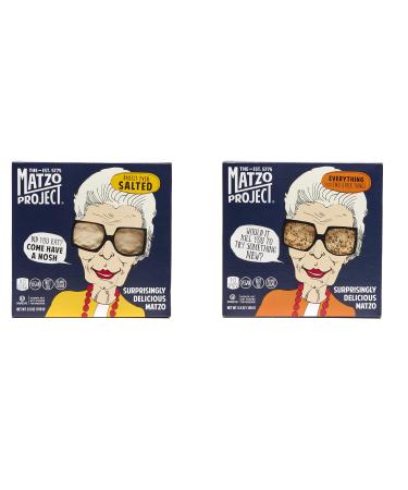 Matzo, Flats, 5.5 Oz. Variety 2 Pack (1 Each: Everything, Salted) from The Matzo Project, Kosher (But Not Kosher for Passover), Vegan, Nut-Free, No Added Sugar, No Trans Fat, Nothing Artificial Variety Pack 6 Ounce (Pack of 2)