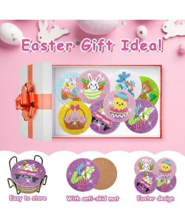 Mczan 8 Pcs Easter Diamond Painting Coasters with Holder - DIY Diamond Art Crafts for Adults & Kids | Diamond Painting Art Kits - Easter Coasters - Buy Online on GoSupps.com