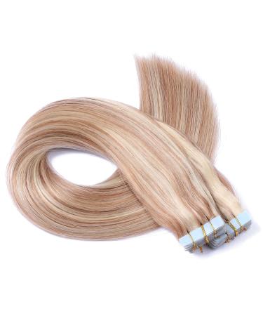 Tape in - On hair extensions - # 12/613 scene - 60cm - 60 tresses each 4cm wide / 2.5g - 100% remy real hair hair extension / extent with adhesive tape Tresse by Novon Hair Exentions 60 Tressen - 60cm / 2.5g 150g each