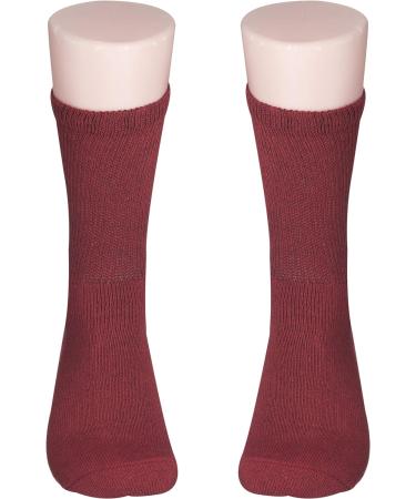 Diabetic Gripper Socks 6 Pack - Unisex Non Skid Slipper Socks for Men and Women, Loose Fitting Design, Physician Approved (Maroon, Size 9-11) - Buy Online on GoSupps.com