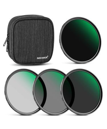 NEEWER 67mm Fixed ND Filter Kit ND1000 ND64 ND8 ND4 Neutral Density Filter Set Double Sided 30 Layer Nano Coatings/HD Optical Glass/ultra Slim/Water Repellent/Scratch Resistant/Waterproof Filter Pouch