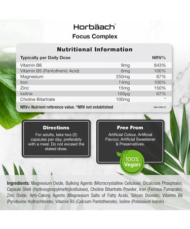 Nootropic Brain Supplements | 180 Vegan Capsules | Cognitive Complex Enhancer for Mental Performance, Focus & Energy - Horbaach - Buy Online on GoSupps.com