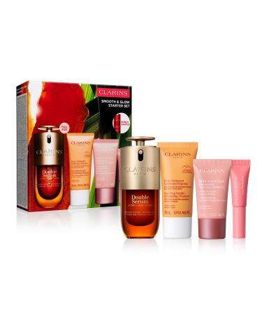 Clarins Smooth and Glow Starter Set | Amazon Exclusive 5-Piece Skincare Set | Includes Full Size Double Serum 1 Ounce | $105 for Value of $142