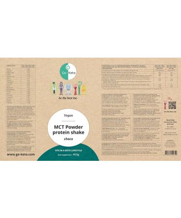 Go-Keto MCT Vegan Protein Shake Chocolate Powder 400g | TCM Coconut Oil for Keto Diet | Vegan Pea and Rice Protein Best Amino Acid Profile | Sugar and Lactose Free - Buy Online on GoSupps.com