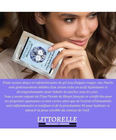 Littorelle 1x Eye Mask Hydrogel Patches with Cornflower Floral Water - Made in France - Moisturise Soothe and Illuminate the eyes - Anti-dark circles - Anti-puffiness - Tired Eyes Care - Buy Online on GoSupps.com