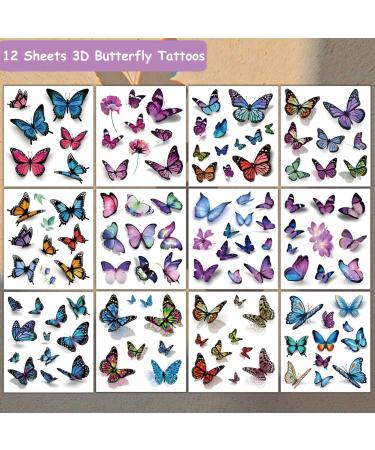 CHARLENT Butterfly Tattoos- 120 Realistic 3D Temporary Tattoos for Women & Girls - Ideal for Party Favors & Decoration - Buy Online on GoSupps.com