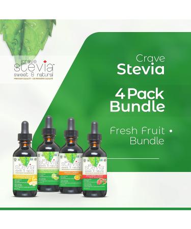 CRAVESTEVIA - 4 Pack Bundle - Fresh Fruit Bundle Strawberry Lime Orange & Banana - All Natural Liquid Stevia Drops - Organic Stevia Sweetener Extracted from the Herb Stevia Rebaudiana - Buy Online on GoSupps.com