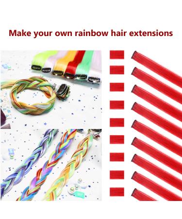 TOFAFA 22 Colored Hair Extensions - Party Highlights Clip in Synthetic Hair (10 PCS Red) - Buy Online on GoSupps.com