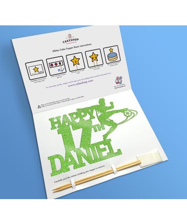 Cakeshop Cake Decoration Pack | Football Birthday Theme Premium Double Sided Glitter Card Cake Topper & 25g Party Pack of Cake Sugar Sprinkles | Custom Name & Age Cake Decoration (Green) Non-Prime Glitter Card: Green - Buy Online on GoSupps.com
