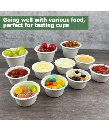100pk Disposable Bagasse Fiber Souffle Cups - 2oz Biodegradable Condiment & Sampling Cups (White, Pack of 100) - Buy Online on GoSupps.com
