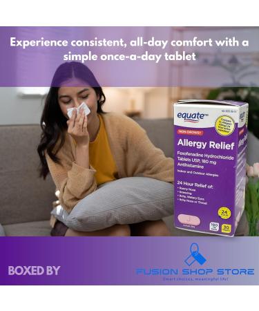 Allergy Relief Tablets- 180mg Fexofenadine Hydrochloride 30ct (Pack of 1) Boxed by Fusion Shop Store - Buy Online on GoSupps.com