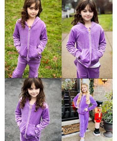 Arshiner Girls Velour Tracksuit Hoodie and Jogger Set - Purple | Size 13-14 Years - Buy Online on GoSupps.com