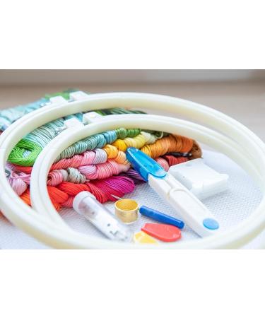 Embroidery Starter Kit with 5 Hoops, 100 Color Threads, Aida Cloths, Sewing Tool Bag - Beginner's Embroidery Set - Buy Online on GoSupps.com