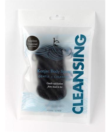 Konjac Body Sponge with Bamboo Charcoal for Exfoliating and Cleansing Sensitive Skin - Vegan Loofah Pouf for Men and Women - Buy Online on GoSupps.com